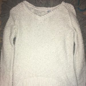 White sweater with long back